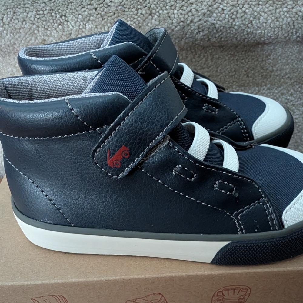 See Kai Run Navy and White High-Top Sneakers for Kids
